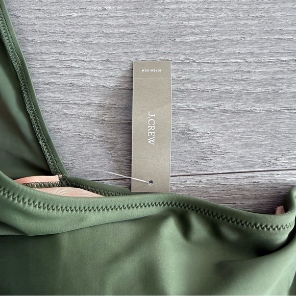 NWT J Crew Ruched One Shoulder One Piece Swimsuit Safari Olive Green Swim 22 - Picture 8 of 15